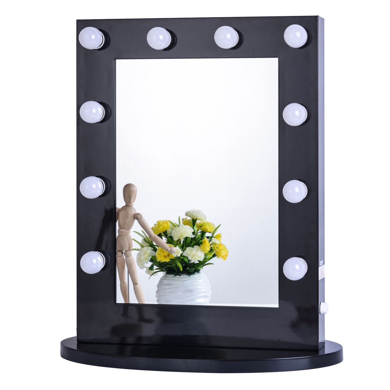 Chende Hollywood Tabletops Lighted Makeup Mirror Vanity Black With Inside Led Lighted Makeup Mirrors (View 4 of 15)