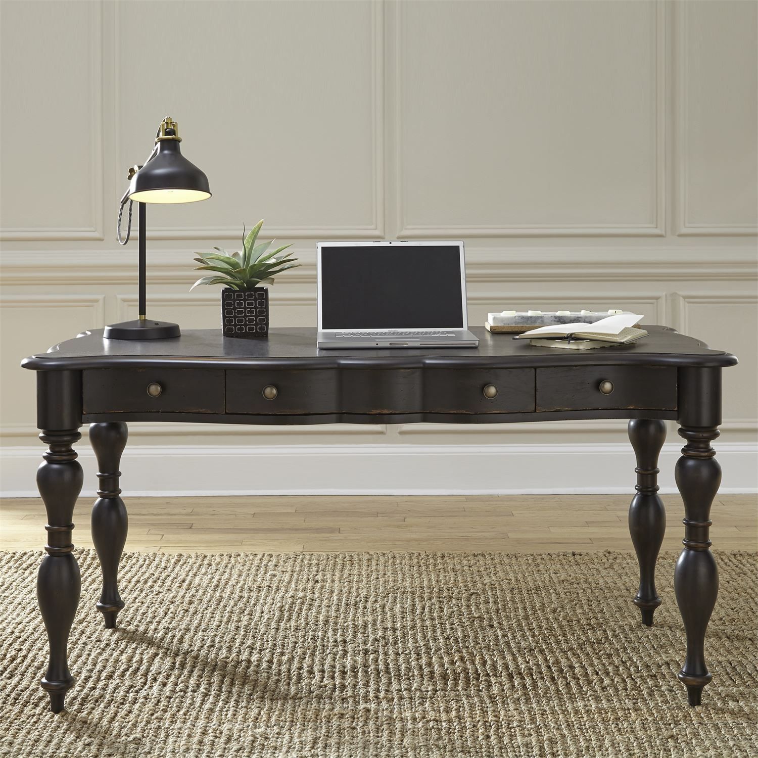 Chesapeake Wire Brushed Antique Black Writing Desk From Liberty Intended For Dark Tobacco Writing Desks (Photo 1 of 15)