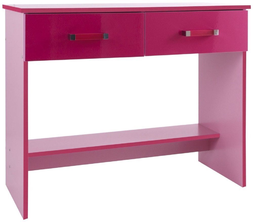 Childrens Girls Caspian Pink Gloss 2 Drawer Dressing Table Study Desk With Regard To Pink Lacquer 2 Drawer Desks (View 14 of 15)
