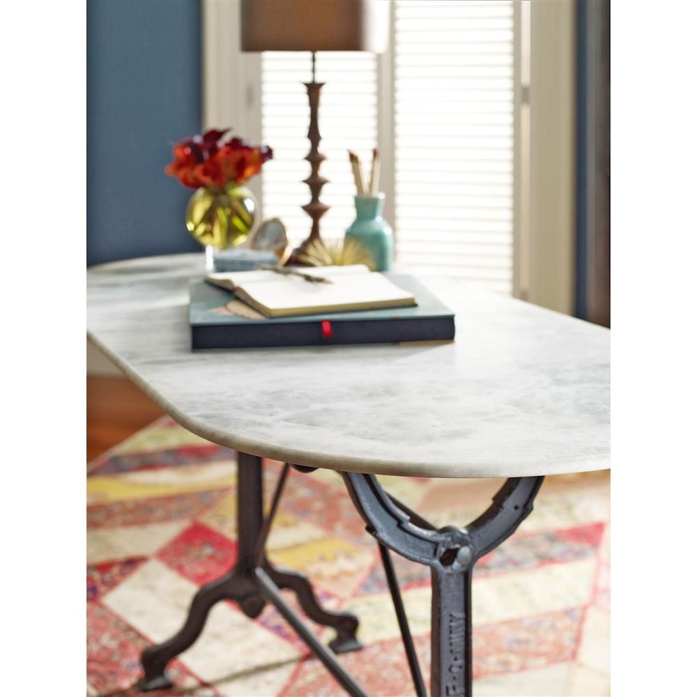 Chronicle Industrial Loft Black Iron White Marble Desk Console Table Regarding White Marble And Matte Black Desks (View 9 of 15)
