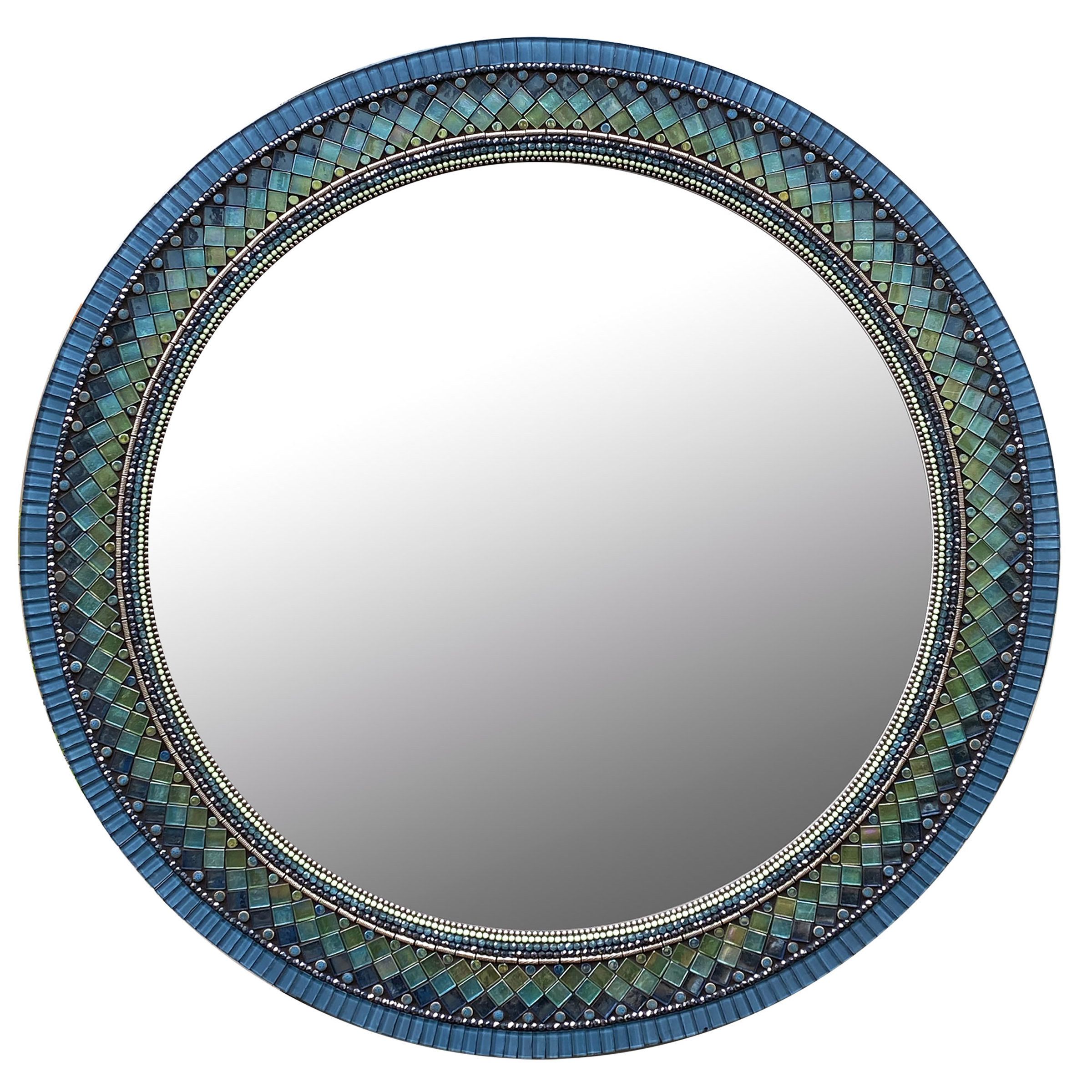 Classic Blue Mirrorangie Heinrich (art Glass Mirror) | Artful Home Pertaining To Glen View Beaded Oval Traditional Accent Mirrors (Photo 14 of 15)