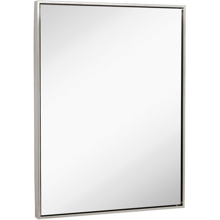 Clean Large Modern Brushed Nickel Frame Wall Mirror | Contemporary Throughout Ceiling Hung Polished Nickel Oval Mirrors (View 14 of 15)