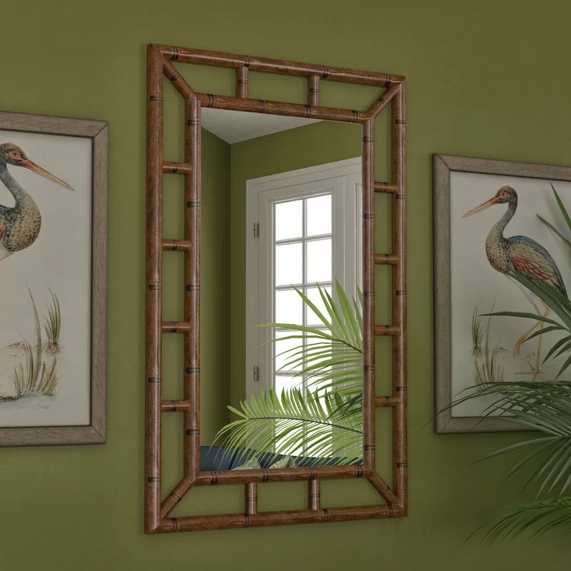Cleta Bamboo Brown Traditional Beveled Wall Mirror & Reviews | Joss For Traditional Beveled Wall Mirrors (View 7 of 15)