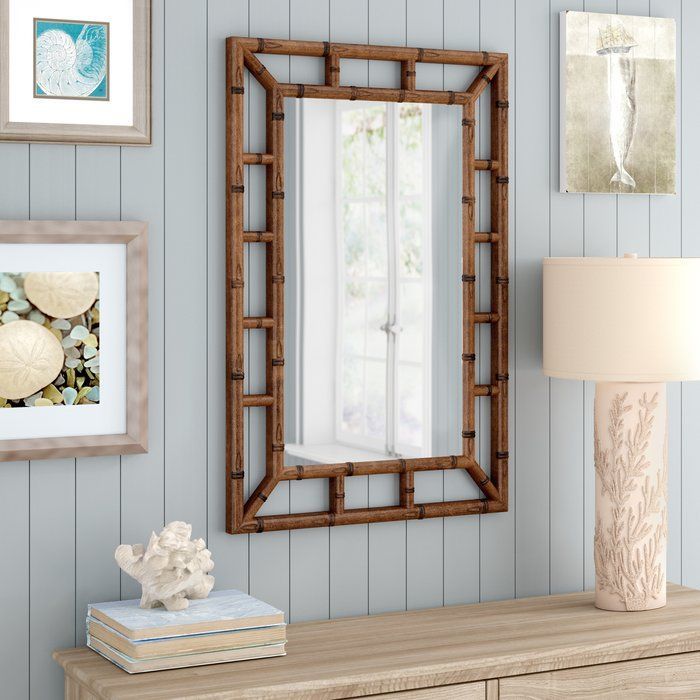 Cleta Bamboo Brown Traditional Beveled Wall Mirror (with Images Pertaining To Traditional Beveled Wall Mirrors (Photo 6 of 15)