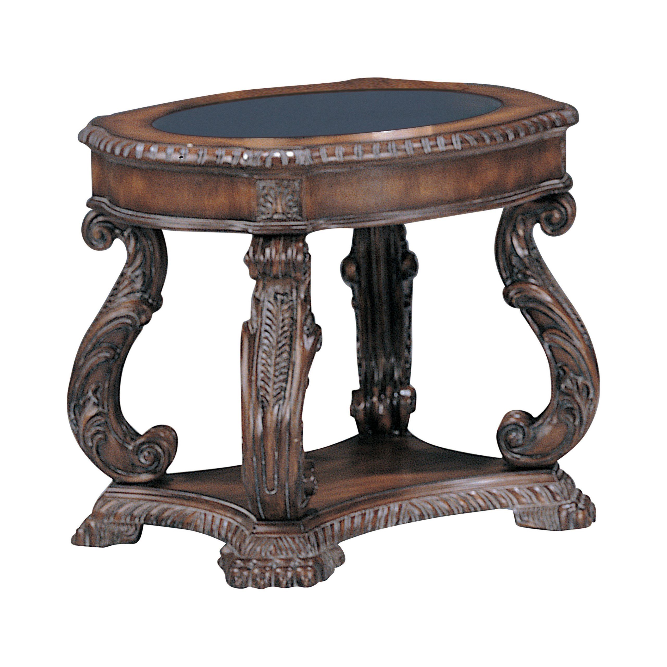 Coaster Furniture Antique Brown Wood Round End Table | The Classy Home Intended For Antique Brown 2 Door Wood Desks (View 15 of 15)