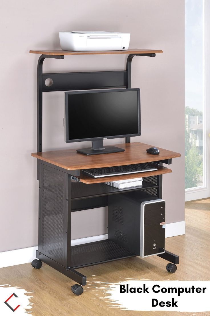 Coaster Furniture Walnut Black Computer Desk In 2020 | Black Computer Inside Walnut Brown 2 Shelf Computer Desks (Photo 12 of 15)
