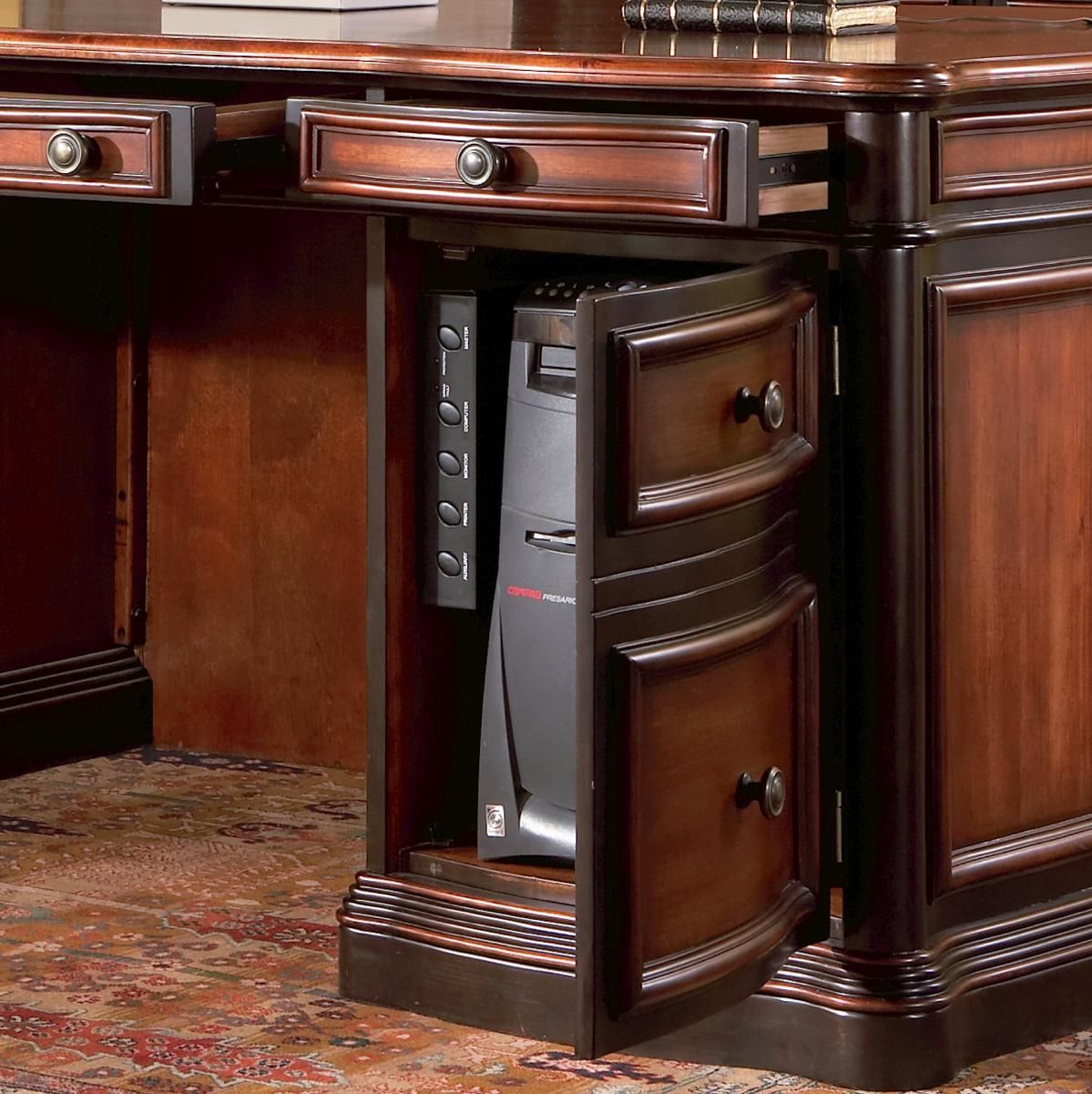 Coaster Pergola Double Pedestal Kneehole Credenza Desk – Del Sol Pertaining To Office Desks With Filing Credenza (View 14 of 15)