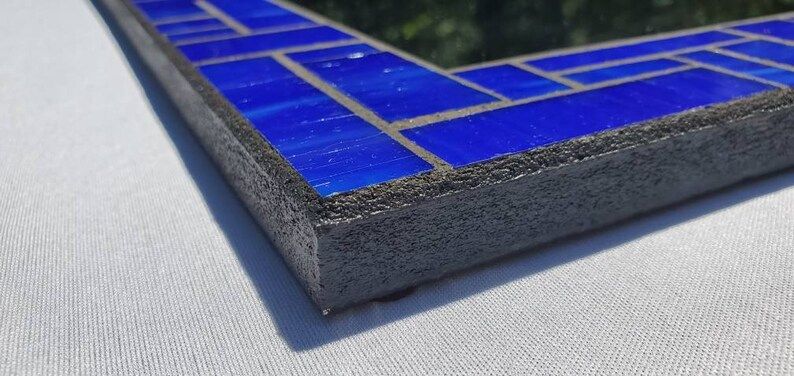 Cobalt Blue Stained Glass Mosaic Mirrorindiana Artisan | Etsy With Regard To Gaunts Earthcott Wall Mirrors (View 8 of 15)