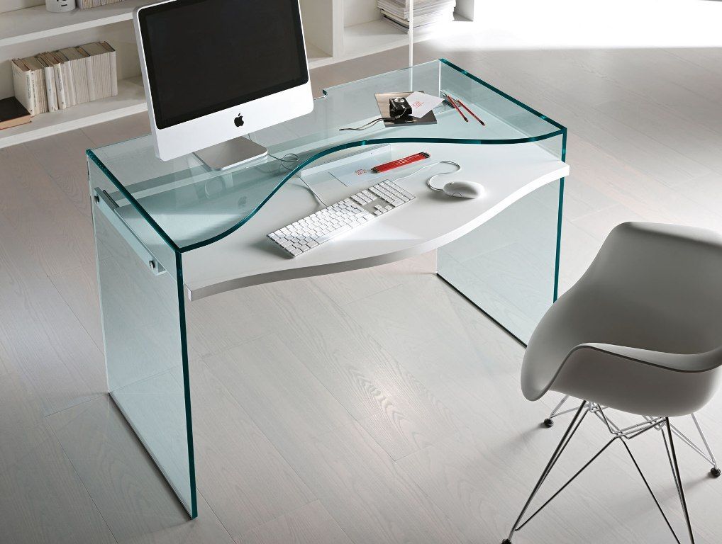 Commercial White Glass Desk Regarding White Finish Glass Top Desks (View 3 of 15)