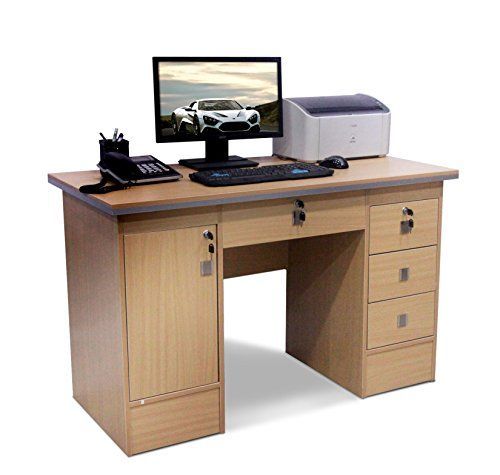 Computer Desk In Beech, Black White Walnut & Oak With 3 L Https In White And Walnut 6 Shelf Computer Desks (View 15 of 15)