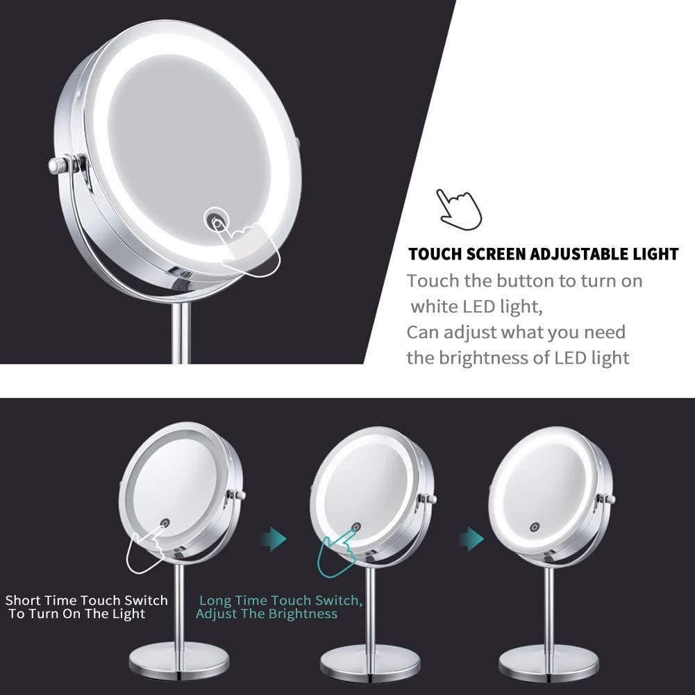 Conbo Lighted Magnifying Mirrors – 1x / 10x Magnification Eye Make Up Inside Single Sided Chrome Makeup Stand Mirrors (Photo 14 of 15)