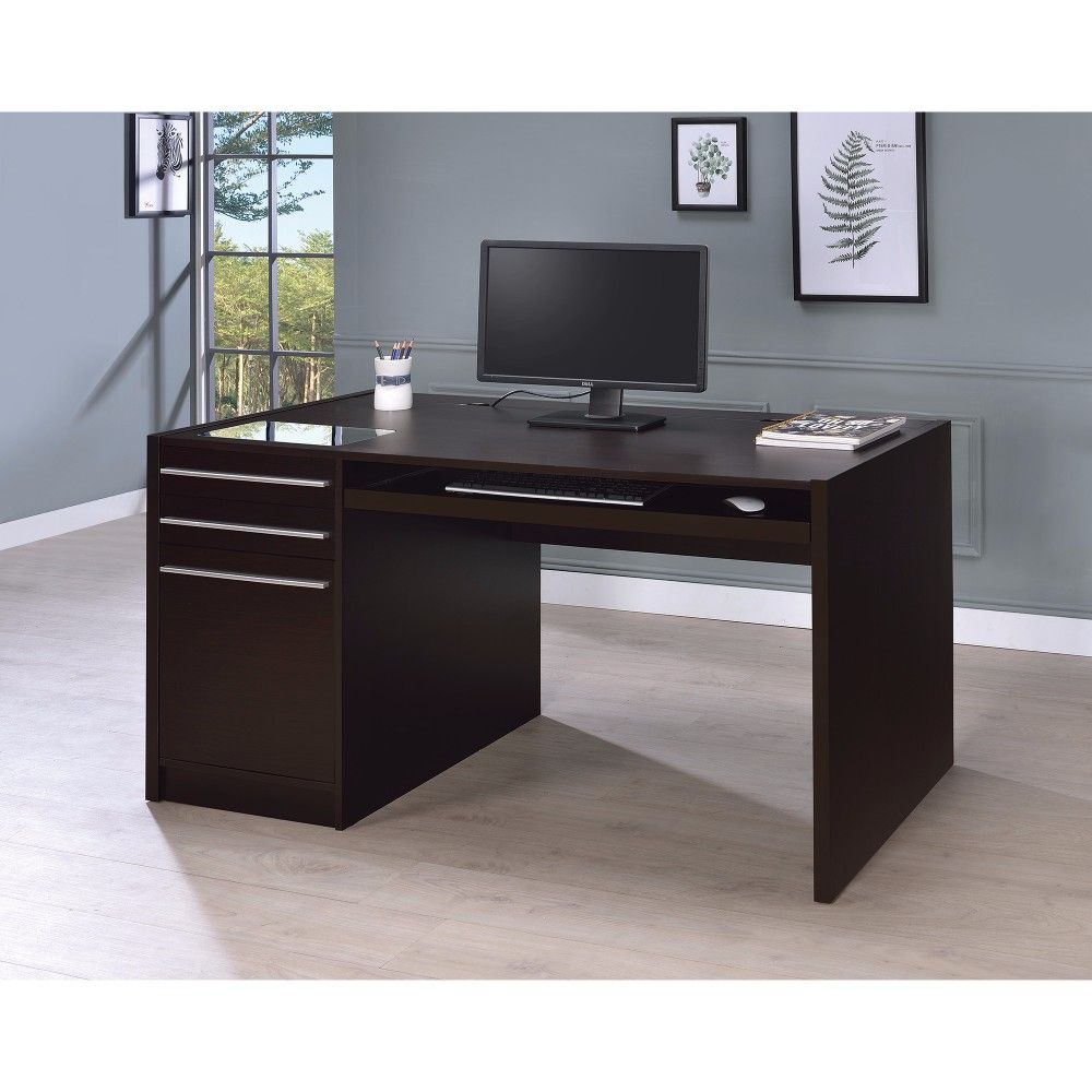 Contemporary Connect It Computer Desk, Brown – Walmart – Walmart Intended For Walnut Brown 2 Shelf Computer Desks (View 9 of 15)