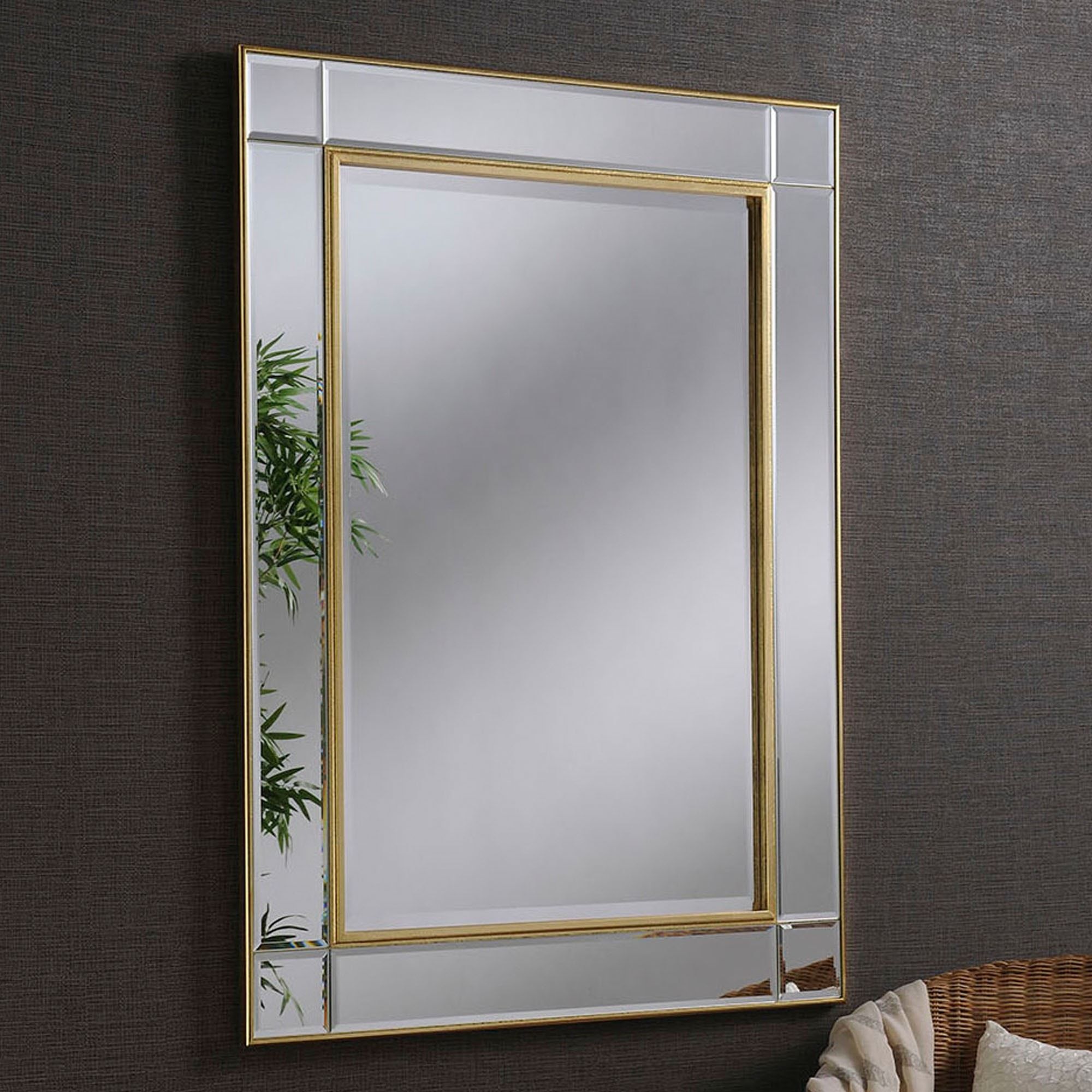 Contemporary Gold Beveled Wall Mirror | Contemporary Wall Mirrors Within Sartain Modern &amp; Contemporary Wall Mirrors (View 3 of 15)