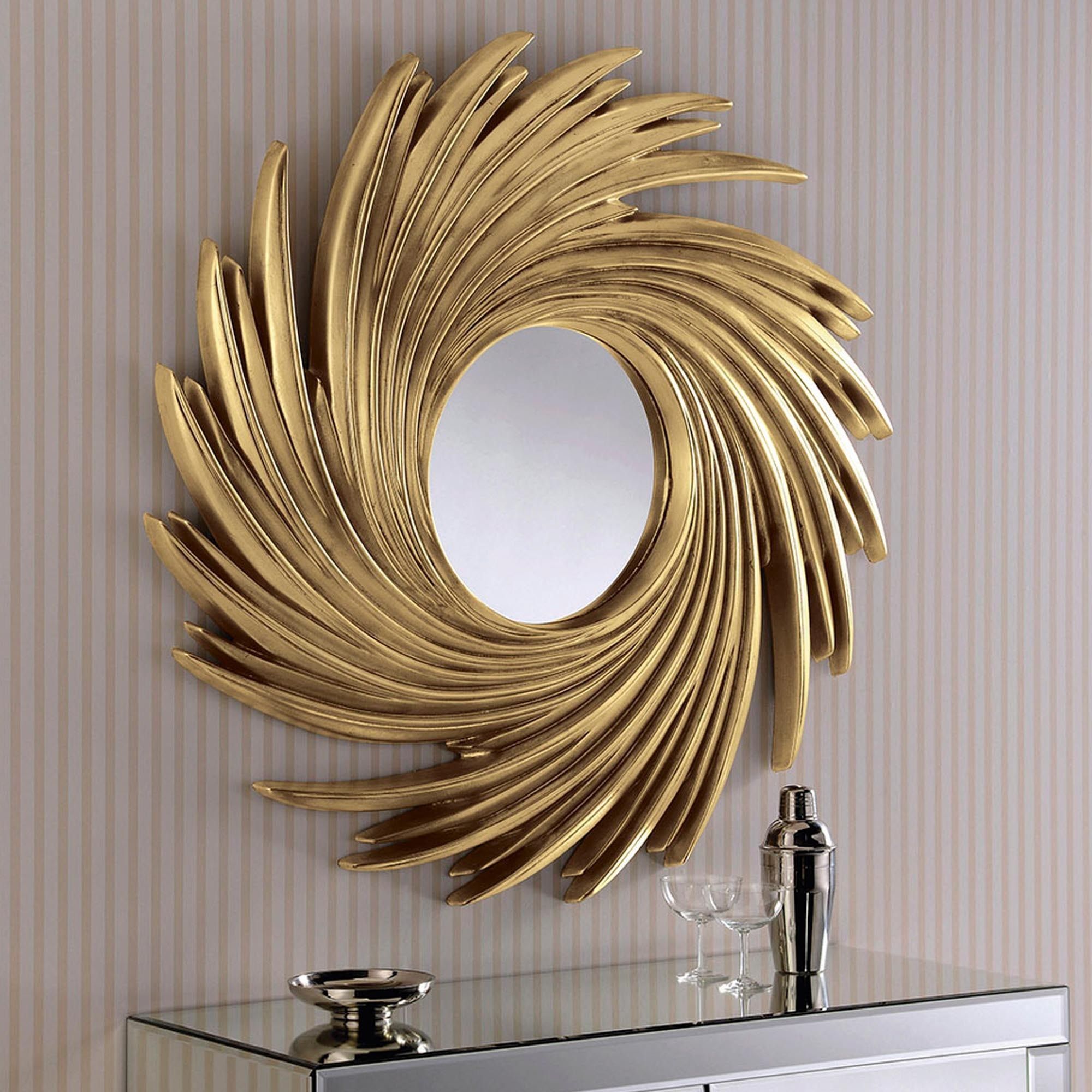 Contemporary Gold Swirl Wall Mirror | Contemporary Wall Mirrors In Gold Modern Luxe Wall Mirrors (View 13 of 15)