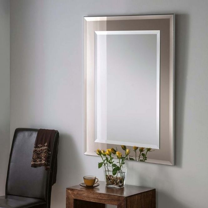 Contemporary Wall Mirror Bronze Rectangular Frame | Wall Mirrors With Regard To Rectangular Grid Wall Mirrors (View 15 of 15)