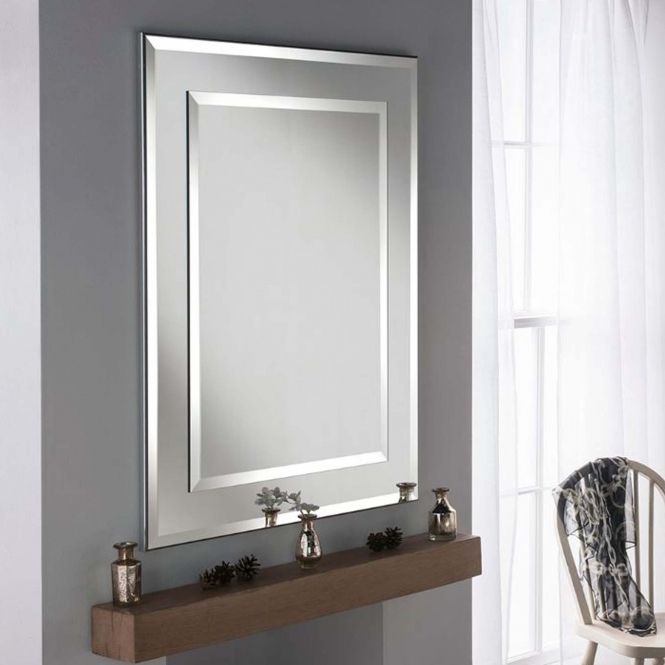 Contemporary Wall Mirror Rectangular Silver Frame | Decor Regarding Sartain Modern &amp; Contemporary Wall Mirrors (View 8 of 15)