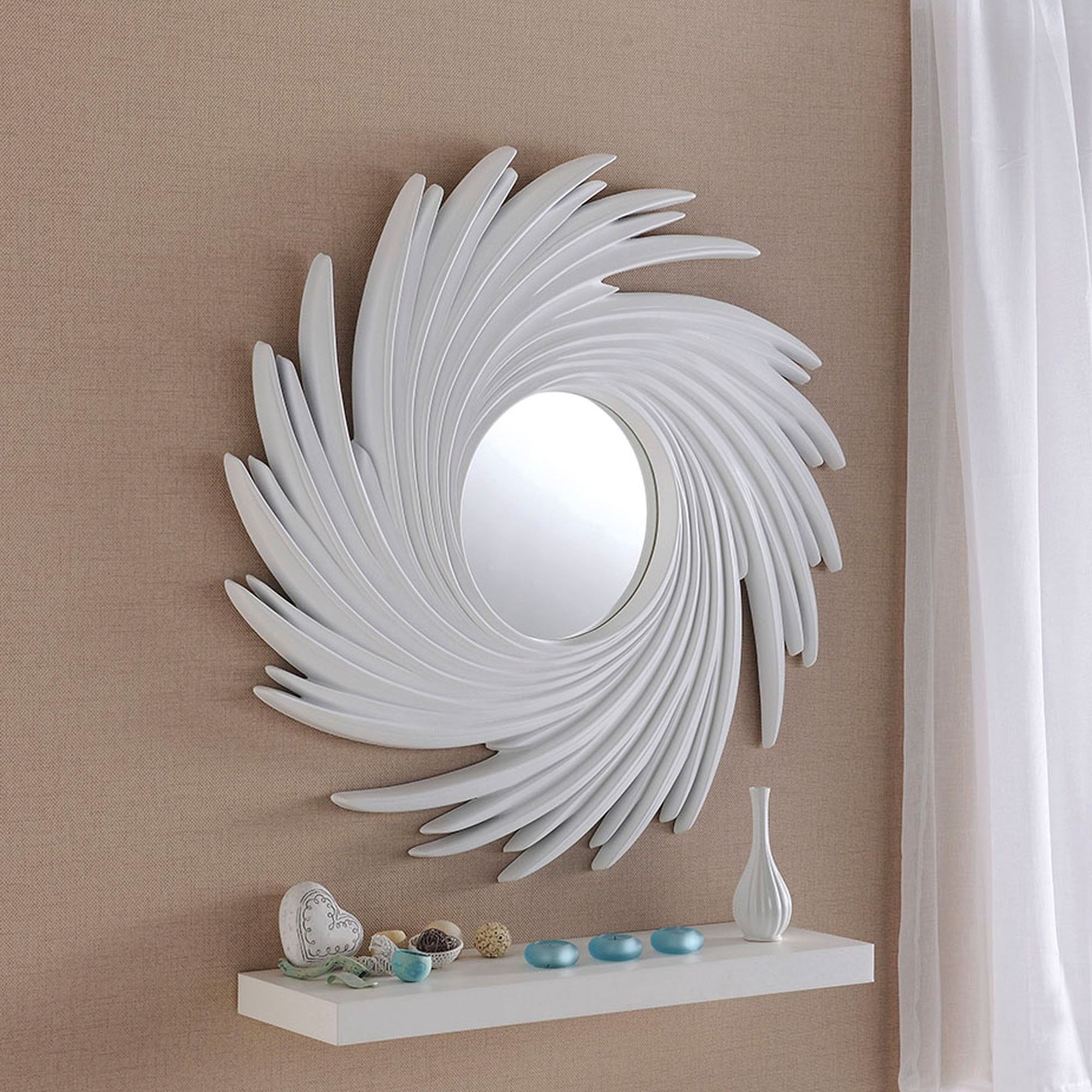 Contemporary White Swirl Wall Mirror | Contemporary Wall Mirrors With Sartain Modern & Contemporary Wall Mirrors (Photo 1 of 15)