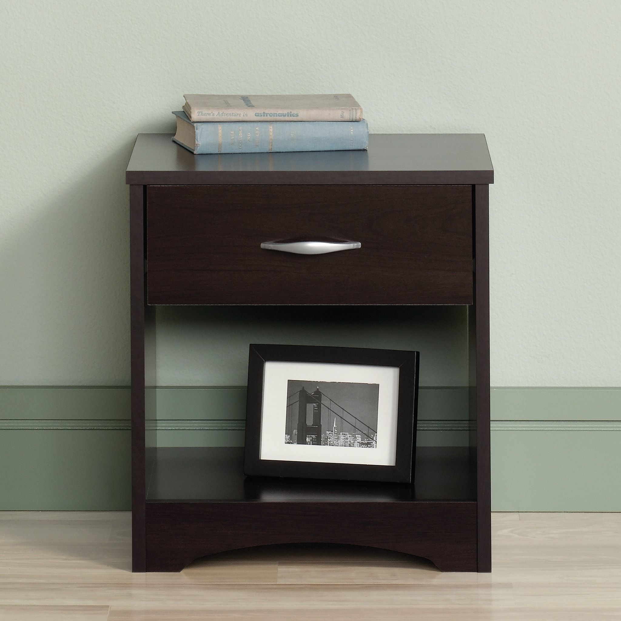 Copper Grove Maralik 1 Drawer Nightstand, Brown | Furniture, Nightstand Within Black And Brown 5 Shelf 1 Drawer Desks (View 3 of 15)
