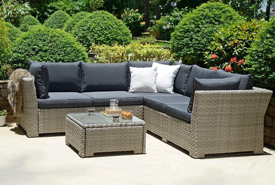 Corner Rattan Set – Garden Furniture – Out & Out Original | Garden Sofa Intended For Brown And Yellow Sectional Corner Desks (View 9 of 15)