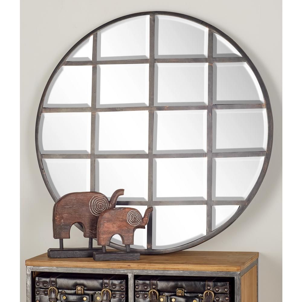 Cosmolivingcosmopolitan 36 In. Round Silver Decorative Wall Mirror Throughout Tellier Accent Wall Mirrors (Photo 10 of 15)