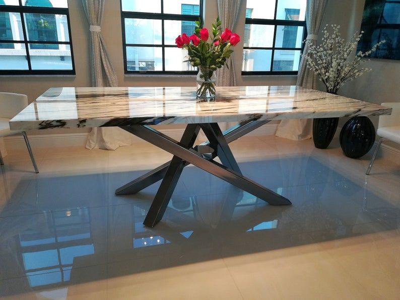 Criss Cross Style Metal Table Base Any Size/color | Etsy | Metal Dining Intended For Wood And Dark Bronze Criss Cross Desks (View 6 of 15)