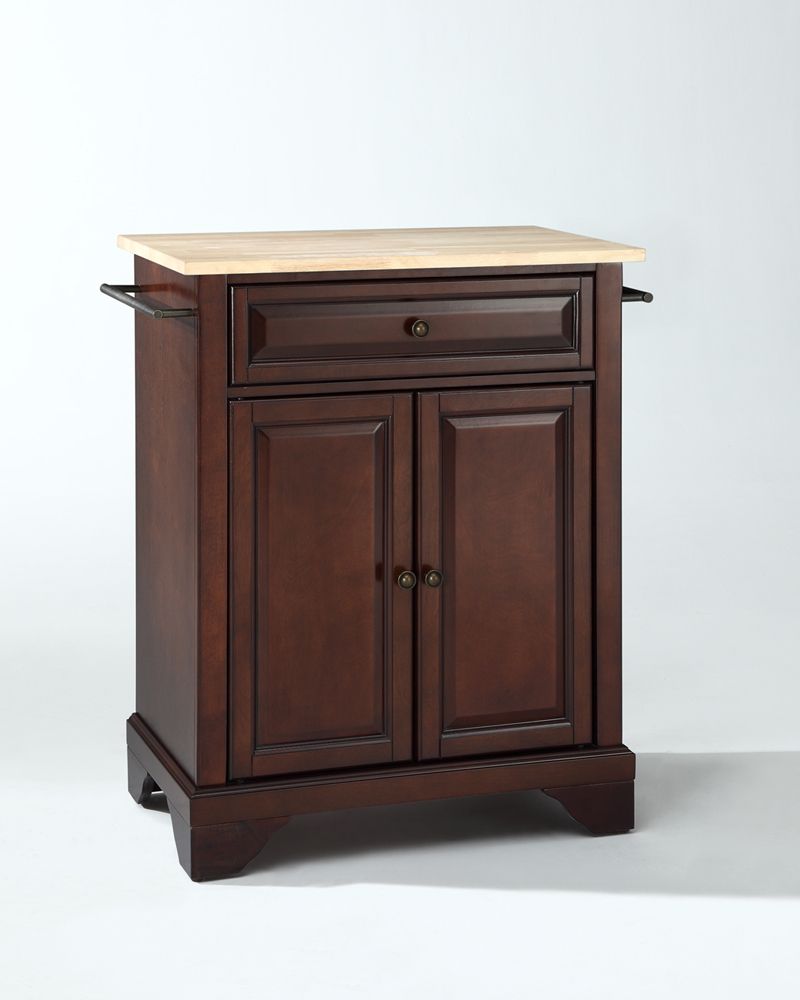 Crosley Furniture – Lafayette Natural Wood Top Portable Kitchen Island Pertaining To Natural Wood And Black 2 Shelf Desks (View 12 of 15)