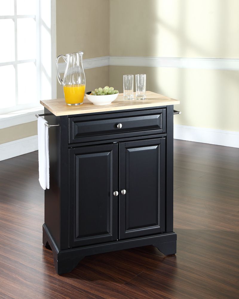 Crosley Furniture – Lafayette Natural Wood Top Portable Kitchen Island Within Natural Wood And Black 2 Shelf Desks (View 10 of 15)