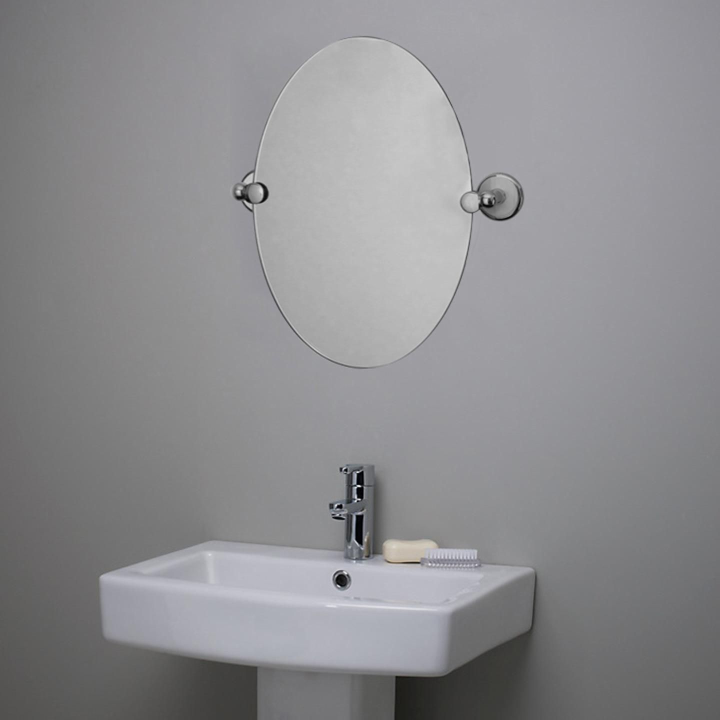 Croydex Islington Oval Frameless Bathroom Mirror Chrome/white Wall Pertaining To Ceiling Hung Oval Mirrors (View 3 of 15)