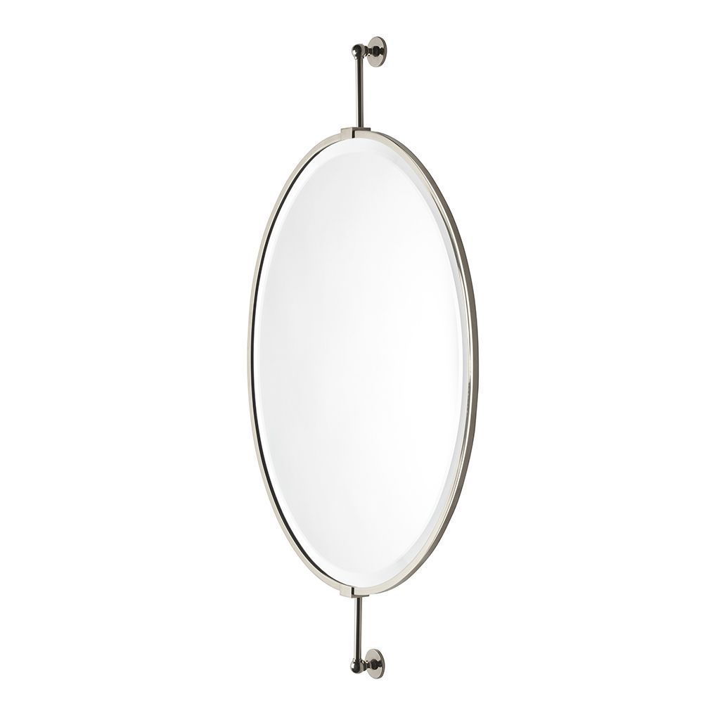 Crystal Wall Mounted Oval Mirror On Bar 24" X 2 1/2" X 42 3/16 For Ceiling Hung Polished Nickel Oval Mirrors (View 9 of 15)