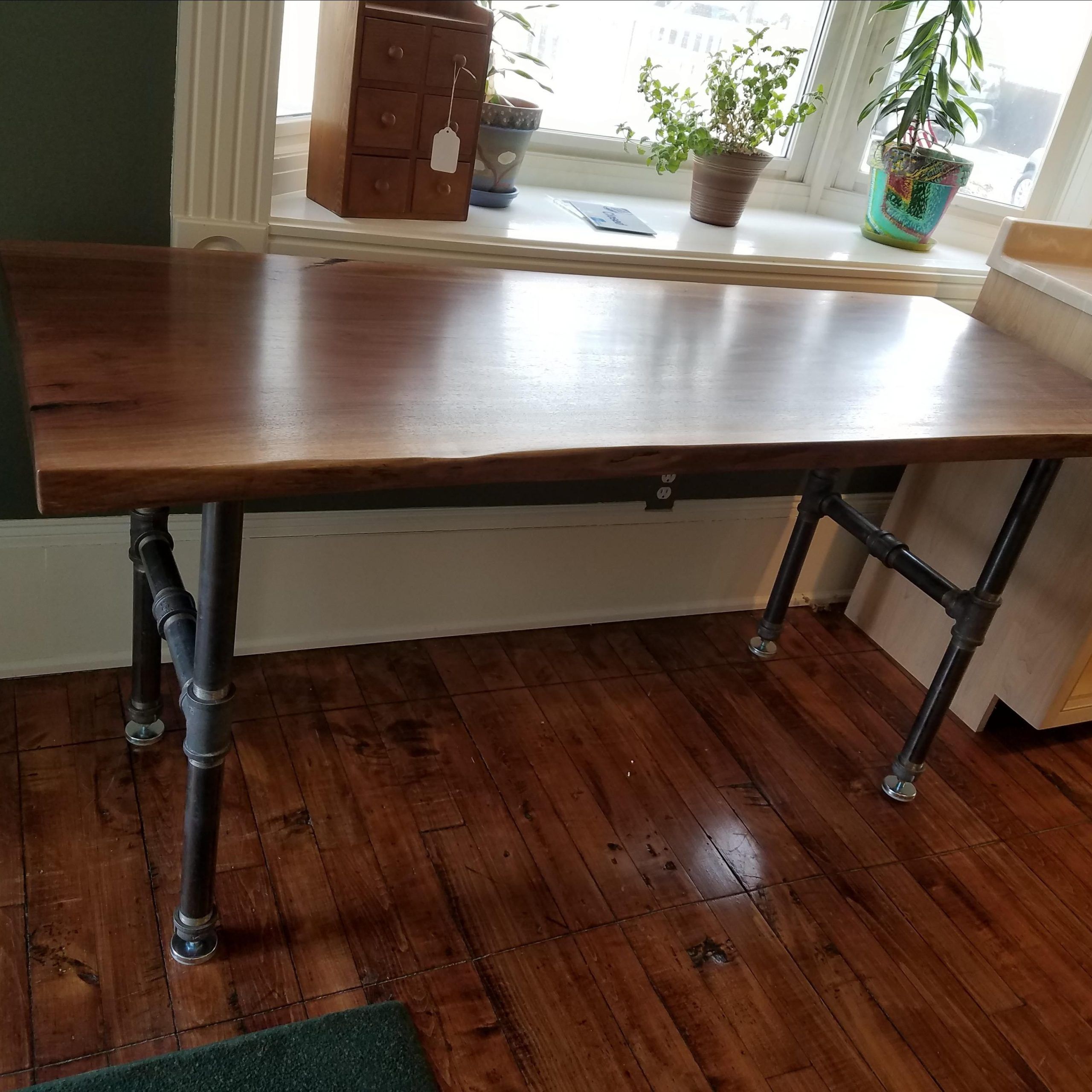 Custom Black Walnut Slab Deski Mobili Inc | Custommade Pertaining To Black Glass And Walnut Wood Office Desks (View 14 of 15)