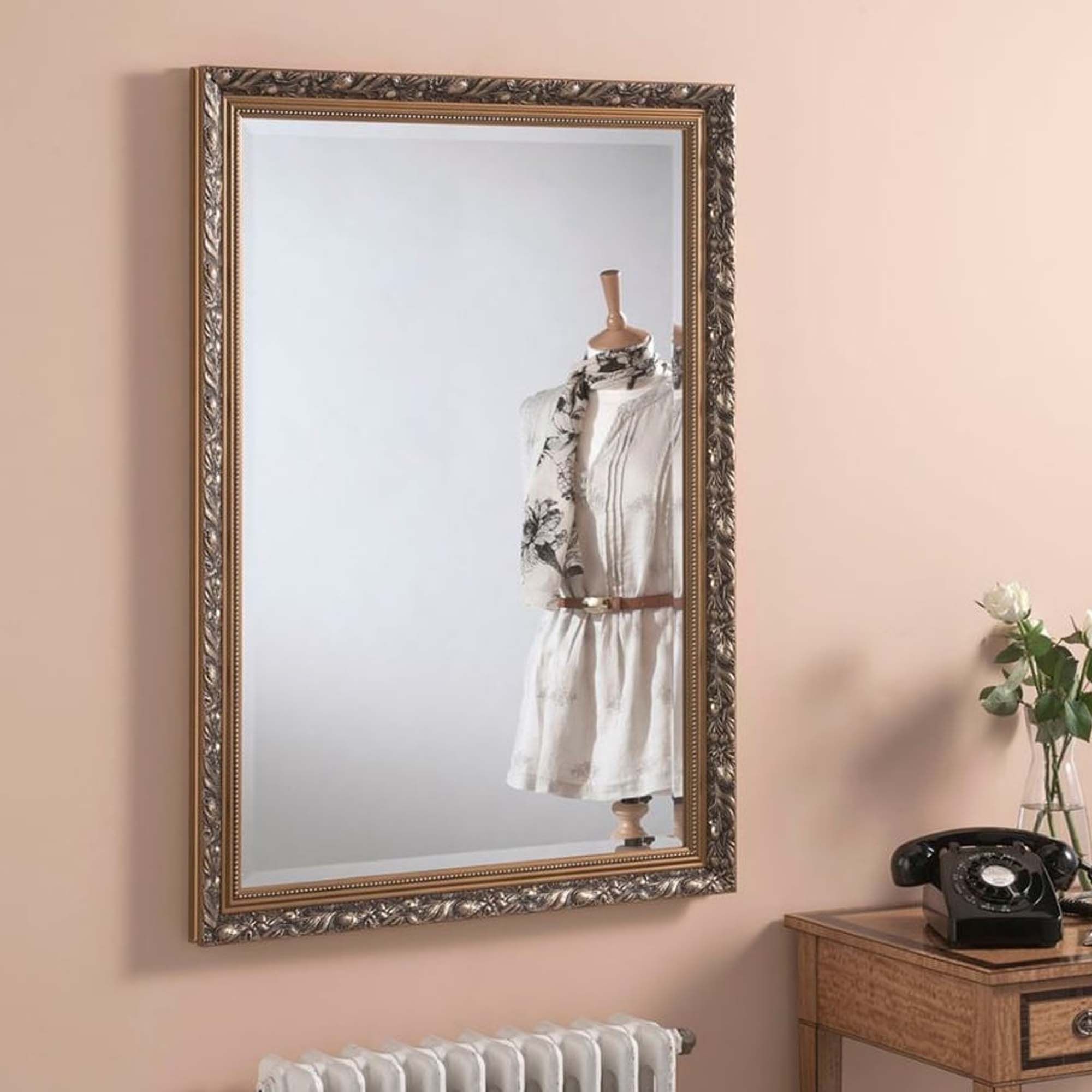 Dahlia Decorative Gold Rectangular Wall Mirror | Homesdirect365 Inside Tellier Accent Wall Mirrors (View 11 of 15)