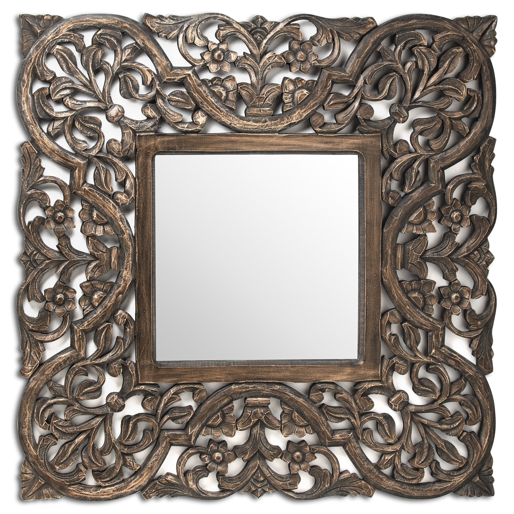 Dakato Grey Wash Carved Mirror | Wholesalehill Interiors Within Gray Washed Wood Wall Mirrors (Photo 7 of 15)