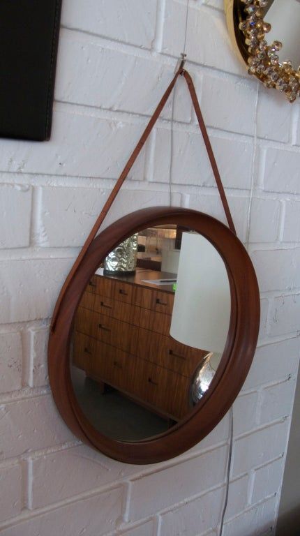 Danish Mirror With Leather Strap At 1stdibs For Black Leather Strap Wall Mirrors (View 6 of 15)