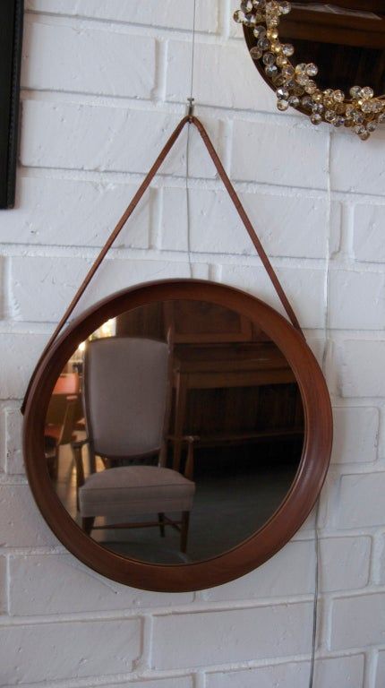 Danish Mirror With Leather Strap At 1stdibs In Black Leather Strap Wall Mirrors (View 9 of 15)