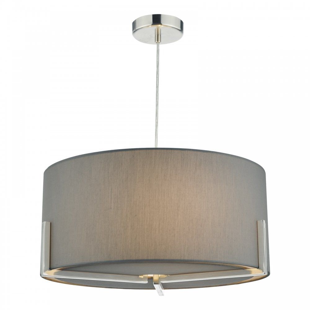 Dar Lighting San0339 Santino 3 Light Ceiling Pendant In Satin Chrome Pertaining To Ceiling Hung Satin Chrome Oval Mirrors (View 15 of 15)
