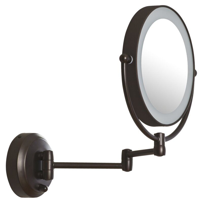 Darby Home Co Aldona Led Lighted 1x/10x Magnification Mount Wall Mirror Throughout Matte Black Led Wall Mirrors (View 7 of 15)