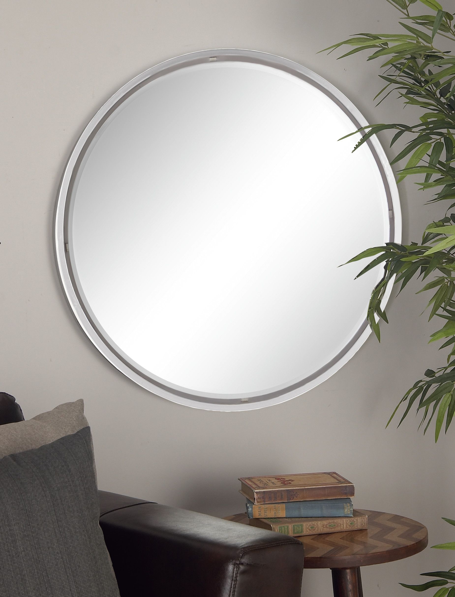 Decmode Extra Large Round Silver Wall Mirror, 30" – Walmart Within Round Scalloped Wall Mirrors (Photo 2 of 15)