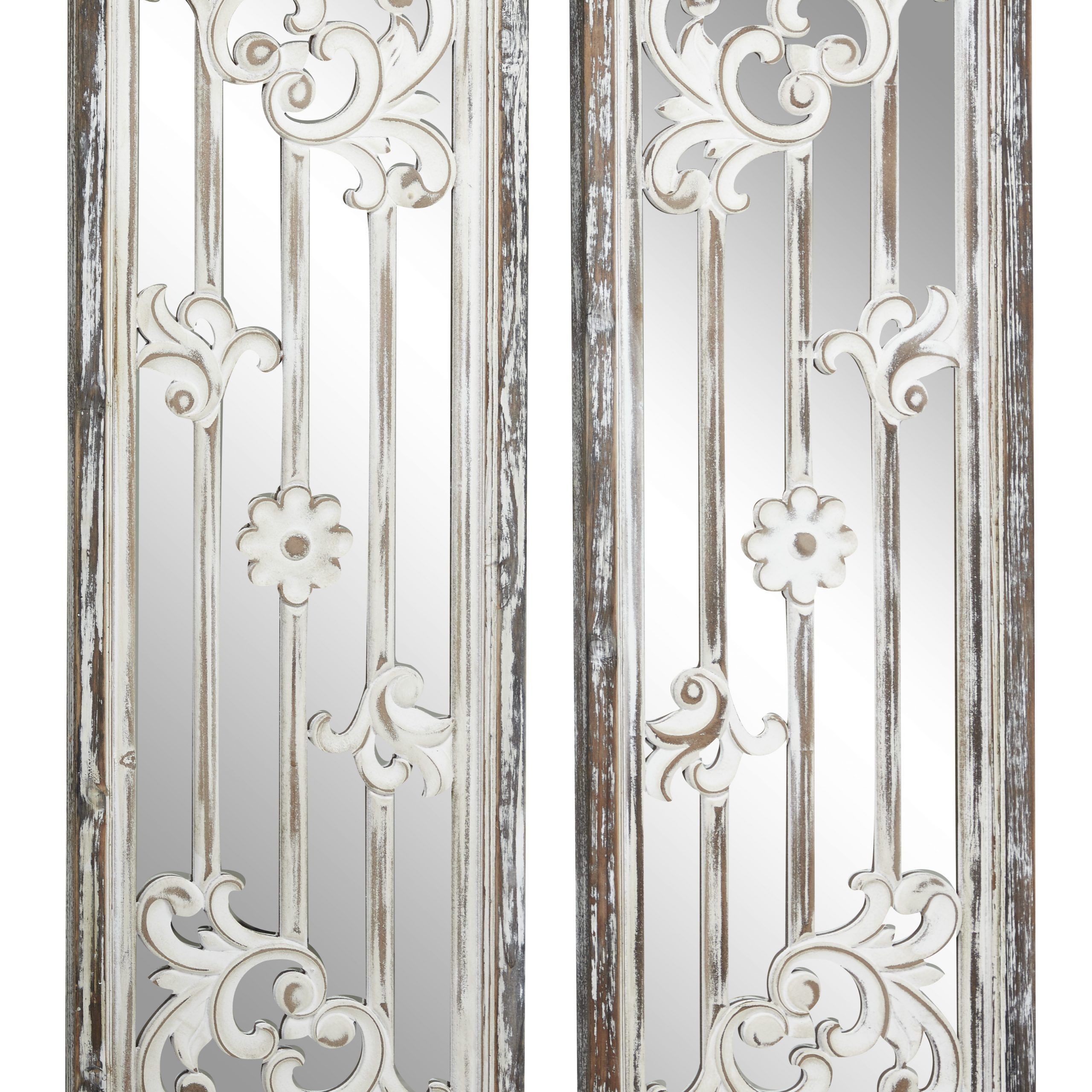 Decmode – Vintage Rectangular Wall Mirrors W/ Decorative Distressed Within White Wood Wall Mirrors (Photo 13 of 15)