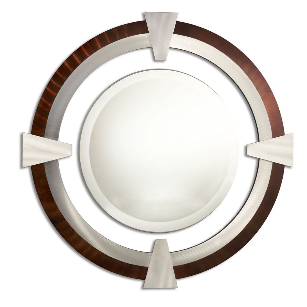 Deco Round Decorative Mirror Rootbeer | Accent Mirrors Intended For Single Sided Polished Wall Mirrors (View 13 of 15)