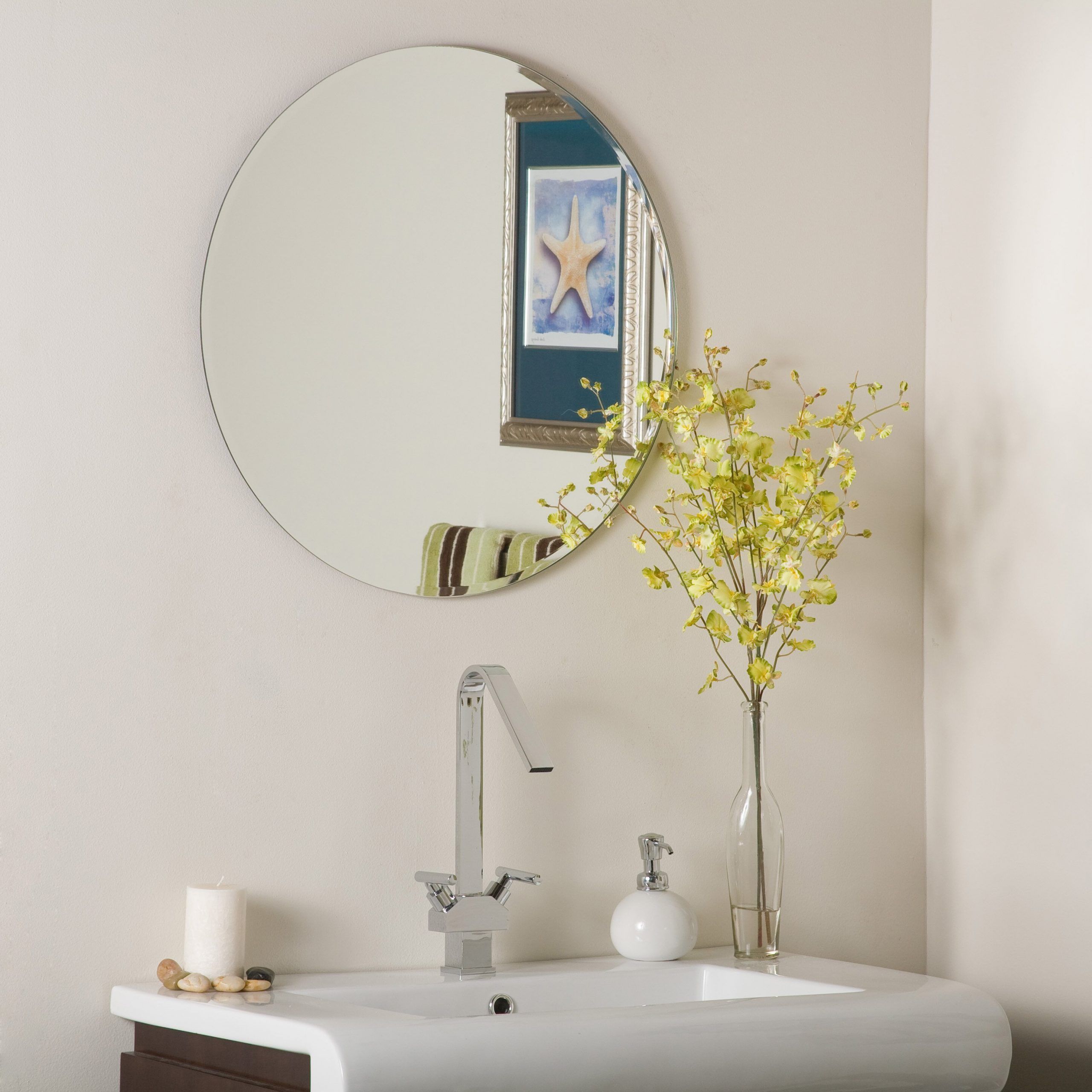 Decor Wonderland Frameless Liam Wall Mirror & Reviews | Wayfair Regarding Celeste Frameless Round Wall Mirrors (Photo 13 of 15)