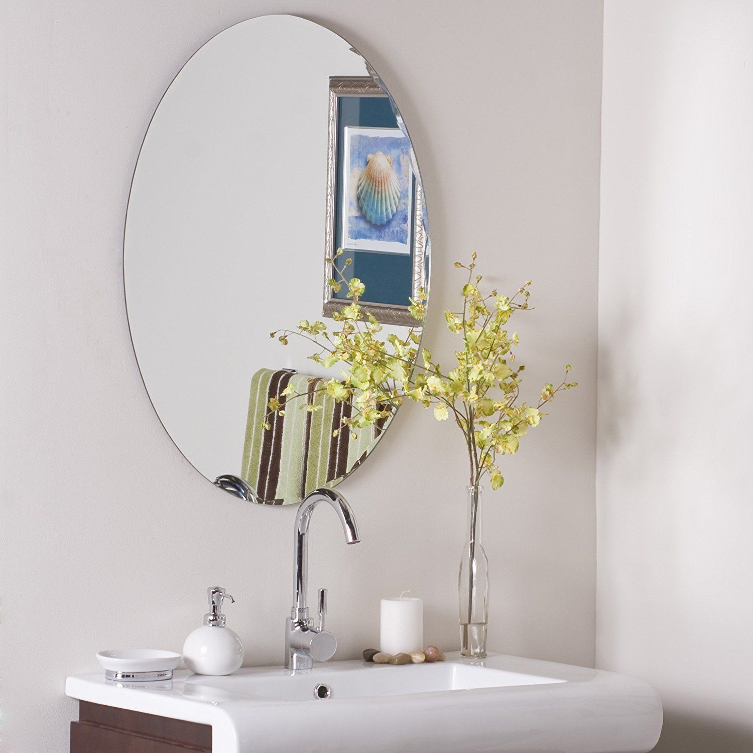 Decor Wonderland Frameless Oval Scallop Beveled Mirror >>> You Can Find With Regard To Reign Frameless Oval Scalloped Beveled Wall Mirrors (View 13 of 15)