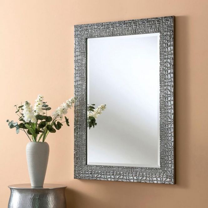 Decorative Pattern Grey Rectangular Wall Mirror | Decor | Hd365 Inside Reba Accent Wall Mirrors (View 7 of 15)