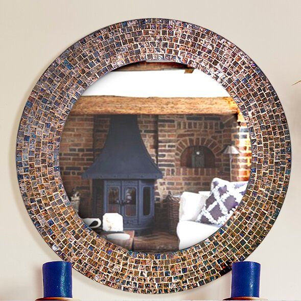 Decorshore Decorative Embossed Glass Mosaic Tile Wall Mirror & Reviews Inside Hussain Tile Accent Wall Mirrors (View 5 of 15)