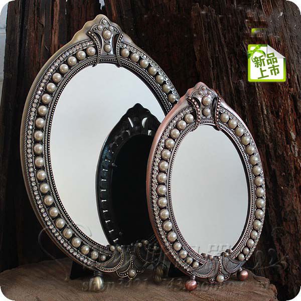 Desktop Makeup Cosmetic Mirror Embossed Jewelry Pearl Inlayed Espelho Regarding Bracelet Traditional Accent Mirrors (View 7 of 15)