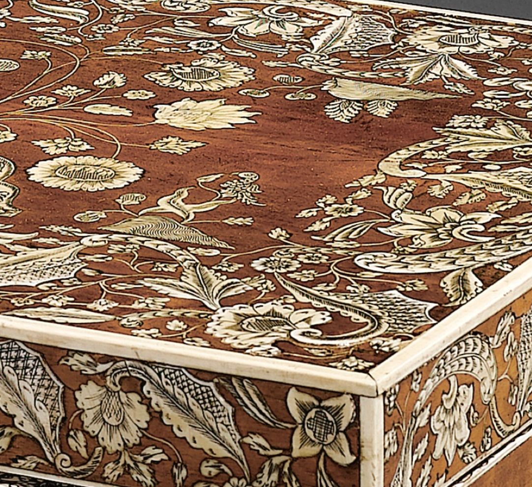 [detail) An Ivory Inlay Sandalwood Boudoir Chest, India, 18th Century Throughout Antique Ivory Wood Desks (View 10 of 15)