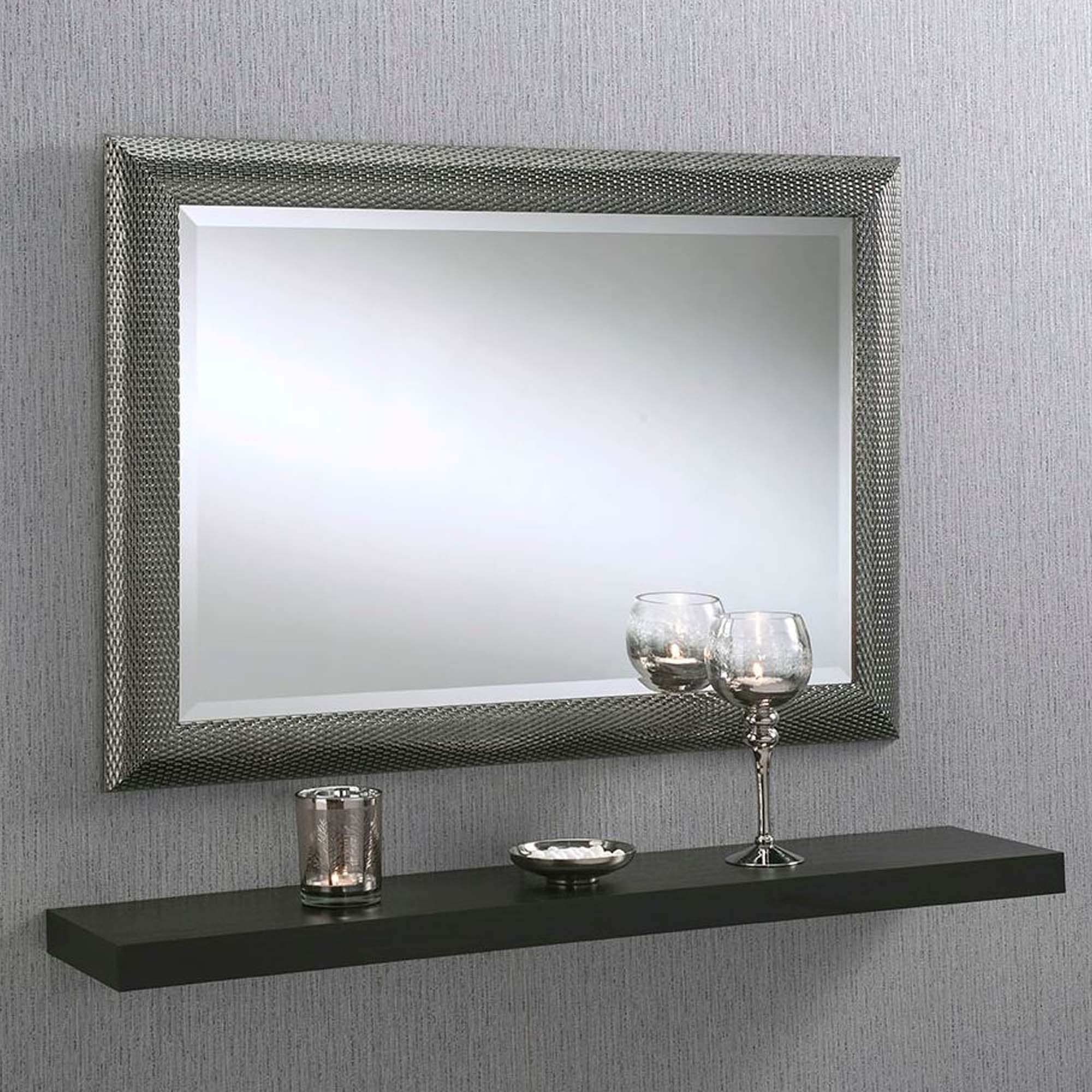 Dimple Effect Grey Rectangular Wall Mirror | Homesdirect365 Regarding Wall Mirrors (Photo 7 of 15)