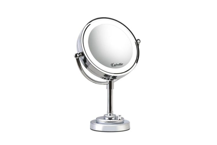 Double Side Makeup Mirror 10x Magnifying Stand With Led Lights – Kogan Pertaining To Single Sided Chrome Makeup Stand Mirrors (View 7 of 15)