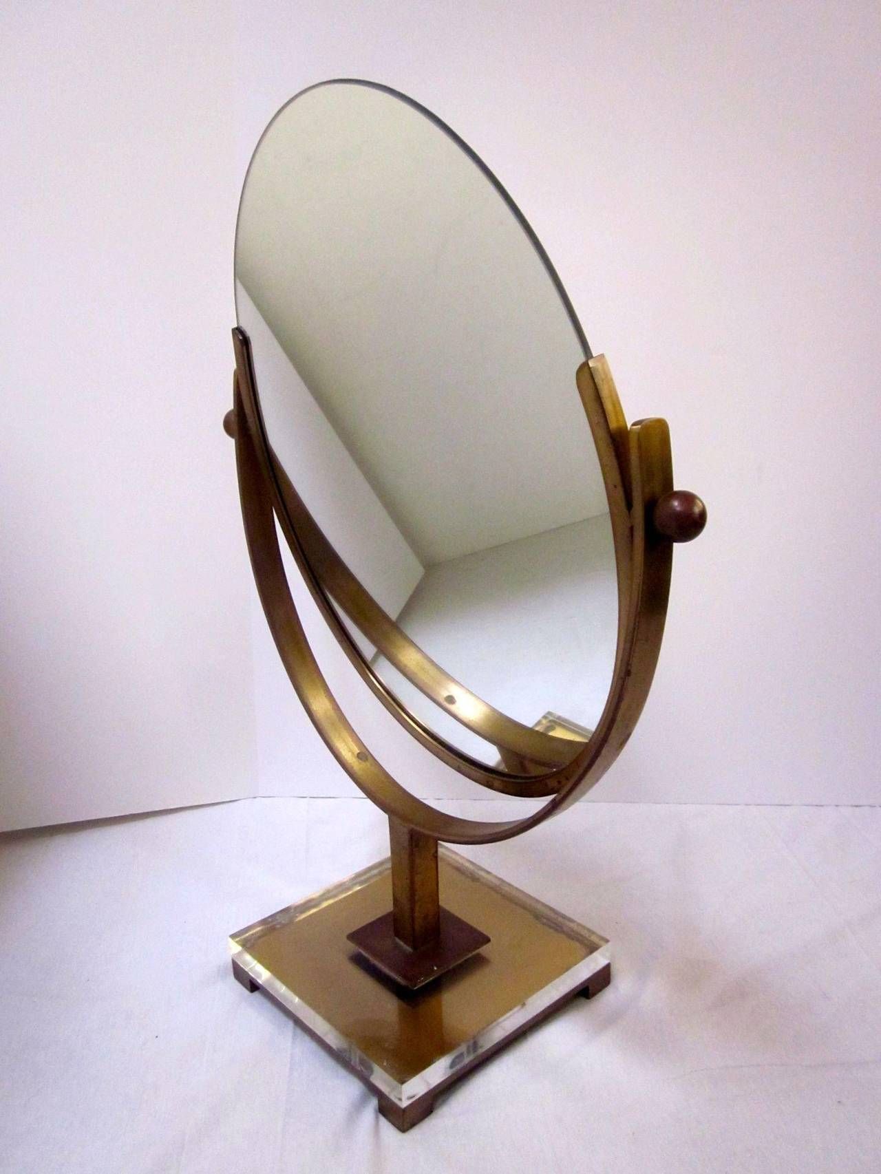 Double Sided Vanity Mirrorcharles Hollis Jones In Brass And Lucite For Single Sided Polished Wall Mirrors (View 7 of 15)