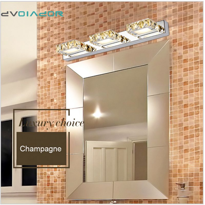 Dvolador Square Led Mirror Front Light Crystal Modern Bathroom Mirror Throughout Front Lit Led Wall Mirrors (View 11 of 15)