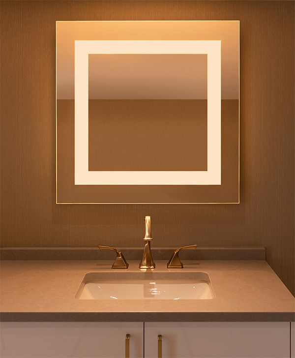 Edge Lighting – Plaza Small Tunable White Mirror – Tunable White Led Within Edge Lit Square Led Wall Mirrors (Photo 2 of 15)